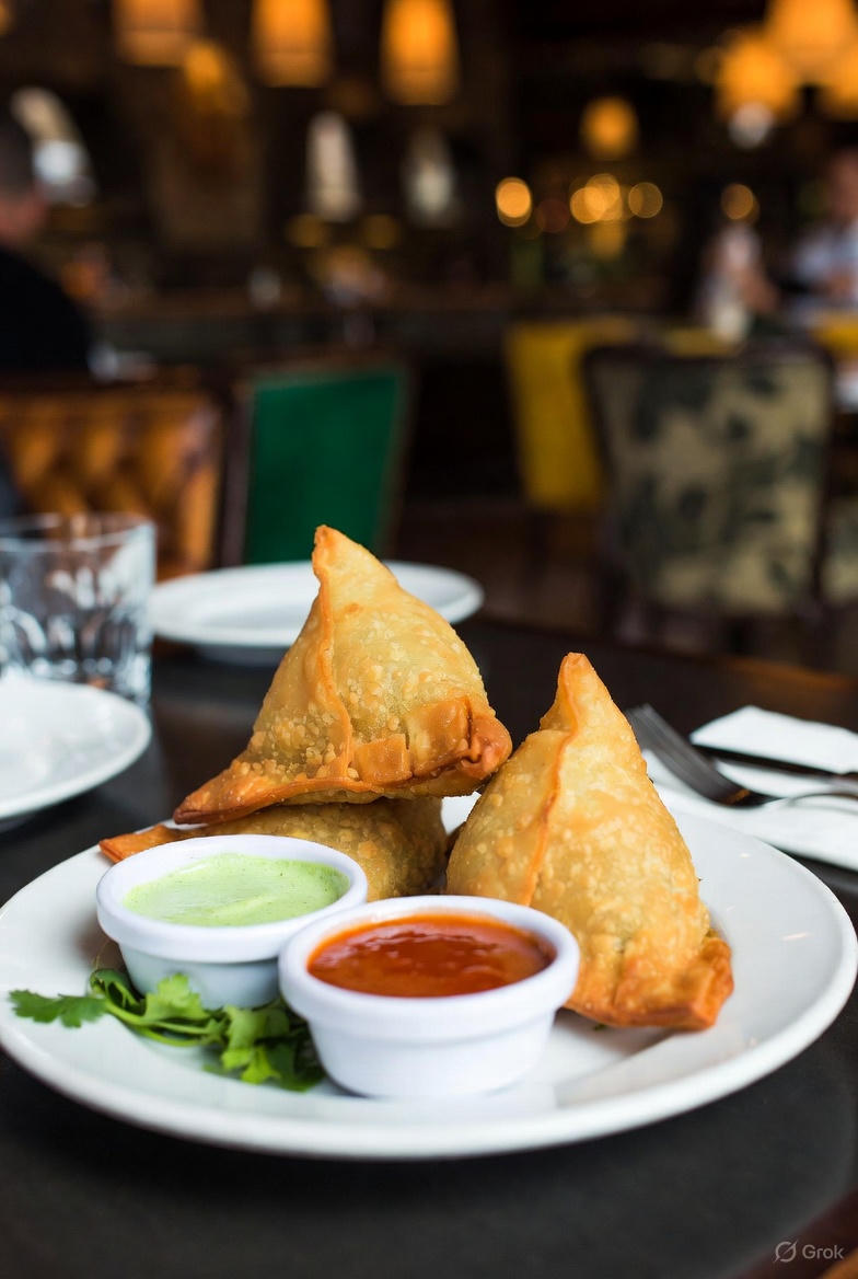 Vegetable Samosas - Cambridge Indian Food Crispy vegetable samosas at Passage to India in Cambridge MA - Best Indian appetizers Cambridge