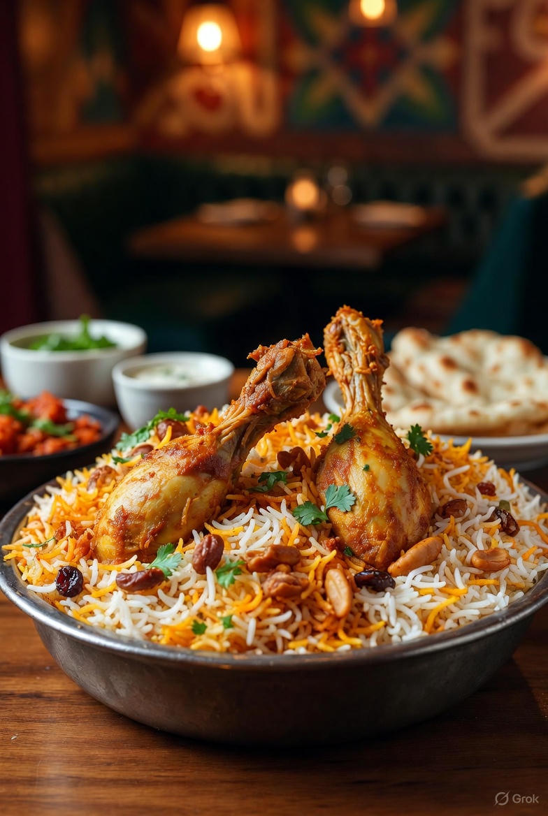 Chicken Biryani - Cambridge Indian Restaurant Aromatic chicken biryani dish served at Passage to India Cambridge restaurant - Best biryani Cambridge MA